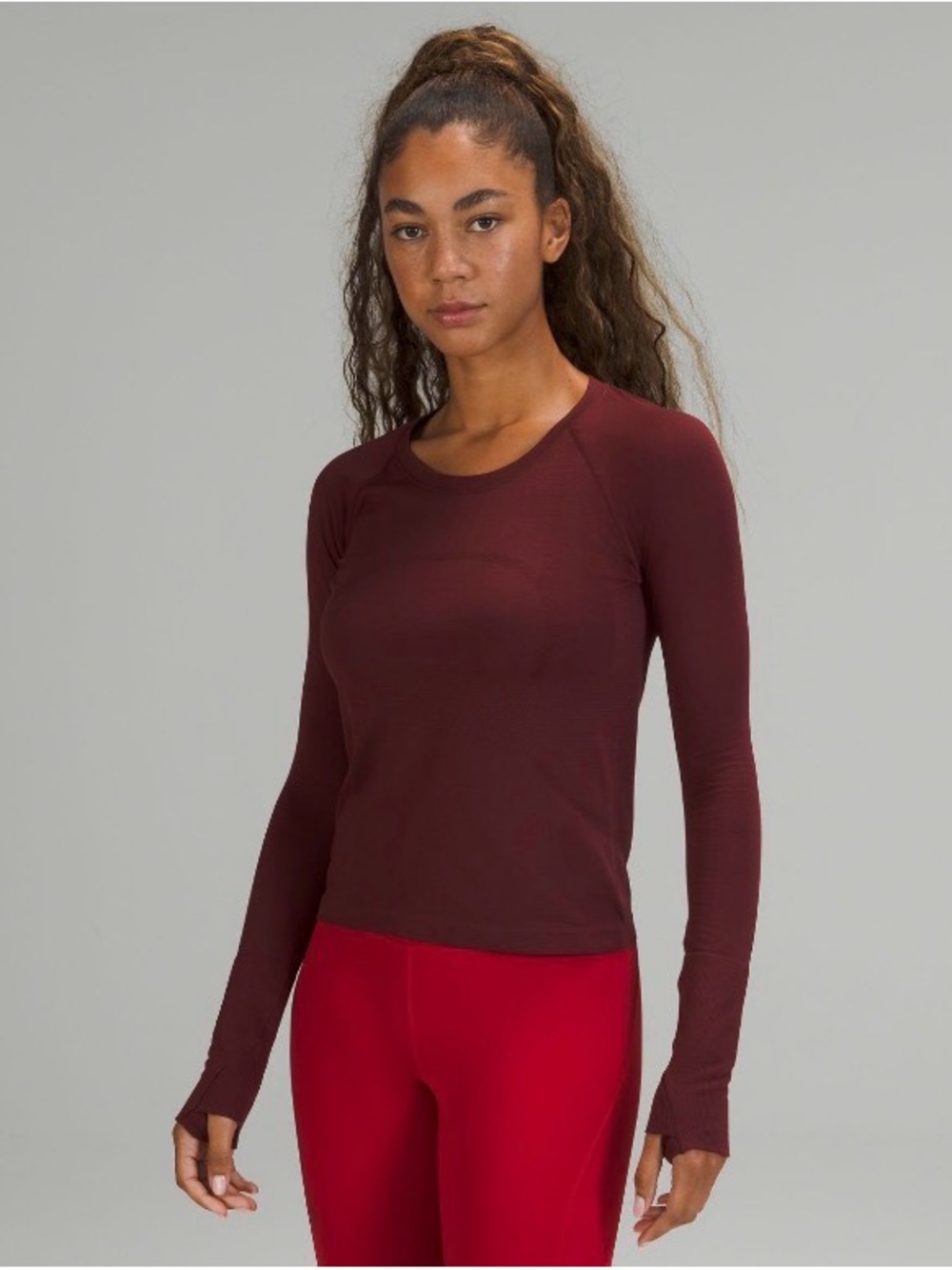 Women's Long-Sleeve Top - Burgundy lululemon fits like a large/oversize